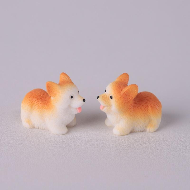 2pcs Dollhouse Cute Puppy Dog Model Kawaii Mini Animal 1:12 Figurine Miniature Resin Keychain DIY Landscape Scene Decor Ornamen