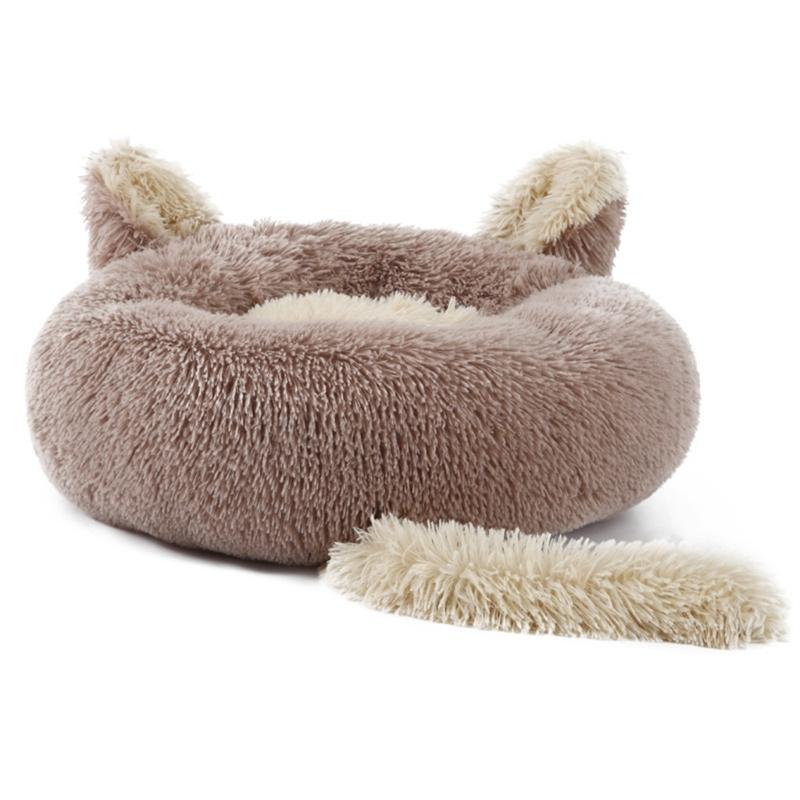 

Pet Bed with Rabbit Ears Tail Soft and Furry Cushion Non-Slip Dog Basket Dog Sofa Rabbit Ears Tail Nest 40