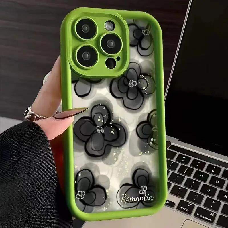 Nice Butterfly Flower Silicone Phone Case For iPhone 15 12 13 14 11 Pro Max XR XS X 7 8 Plus Shockproof matte Soft Cover