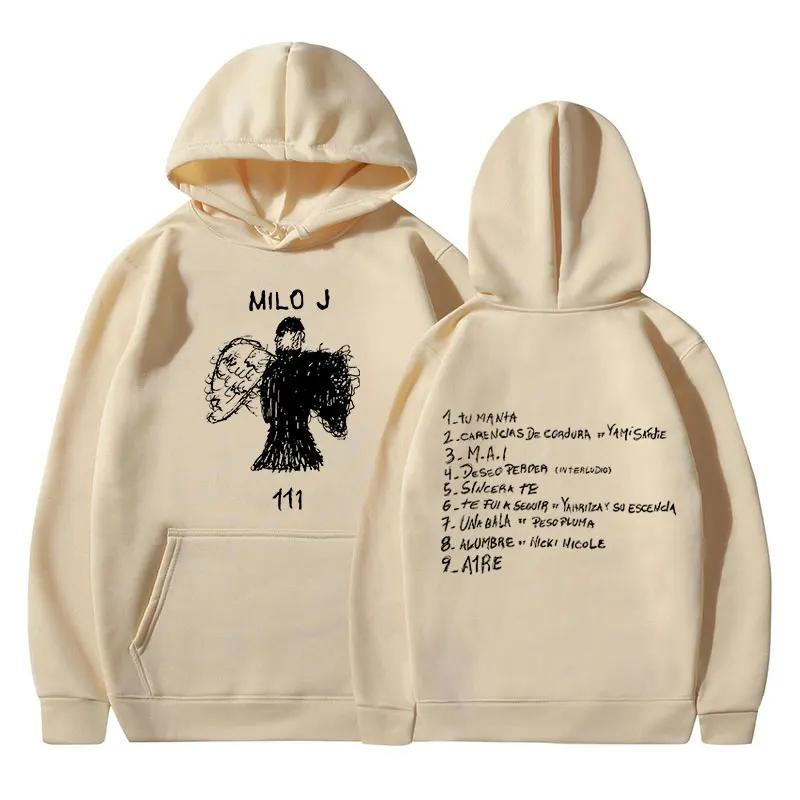Толстовки Milo J 111 Album Merch Толстовки с капюшоном для женщин унисекс мода хип-хоп винтаж длинные рукава свитера фанаты подарок уличная одежда L бежевый 2716₽