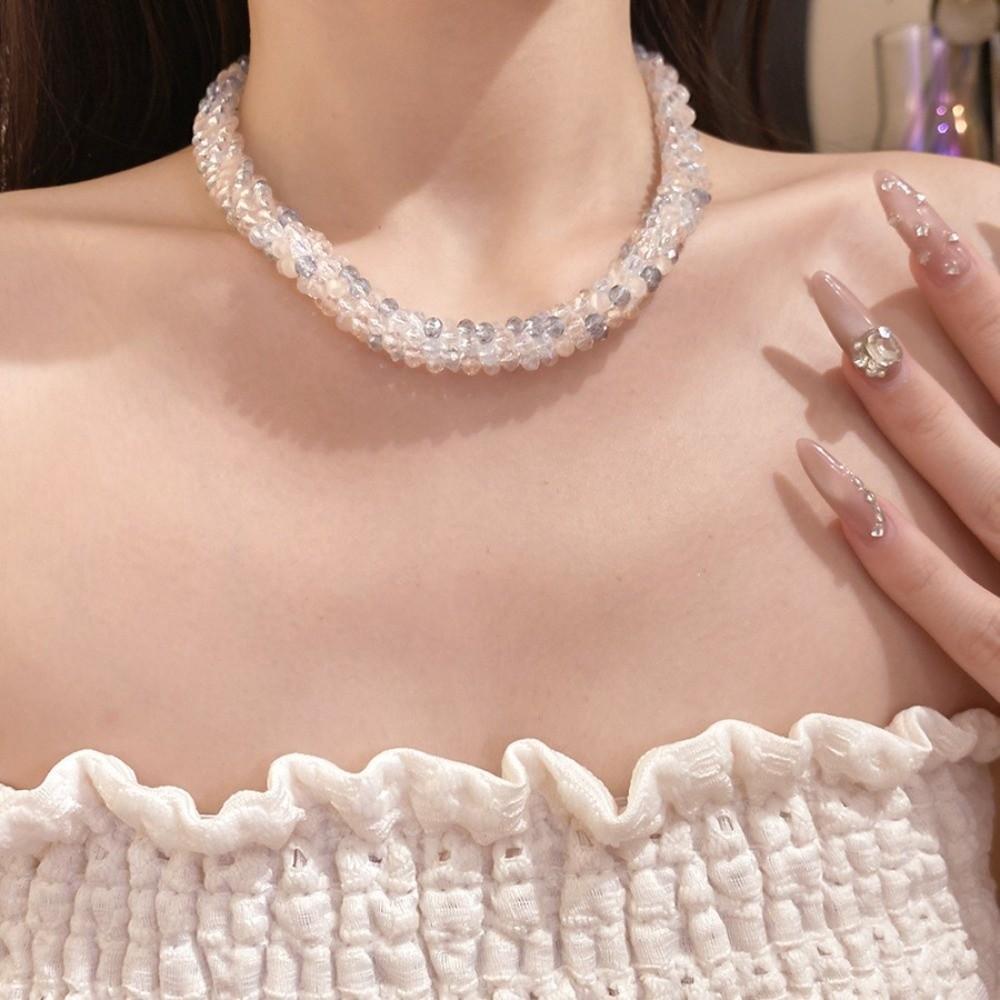 Colorful Necklace Handmade Beaded Clavicle Chain Fashion Glass Beads Choker for Women