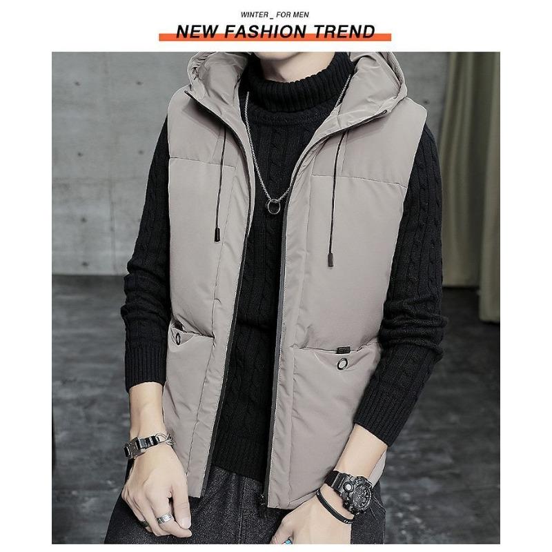 

Men Brown Hooded Sleeveless Padded Vest M