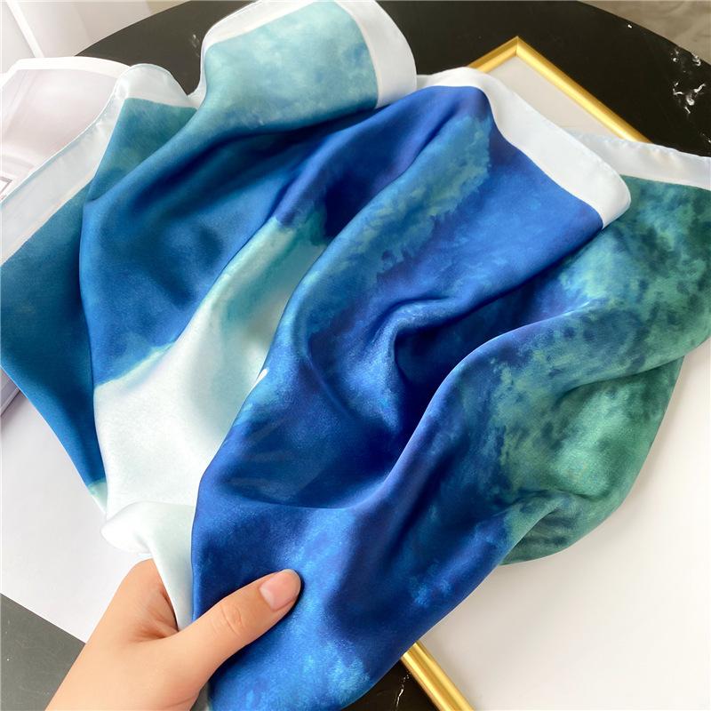 71Cm small square scarf striped plaid scarf women's fashion printed silk scarf versatile decorative collar scarf sunscreen shawl scarf