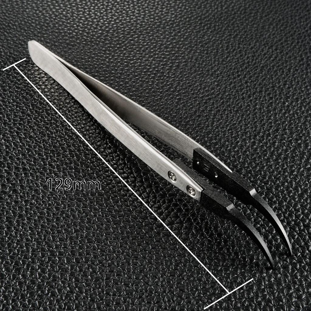 New High Precision Forceps Stainless Steel Curved Tweezer Watch Cleaning Brush Movement Small Part Cleaning Pen Maintenance Tool