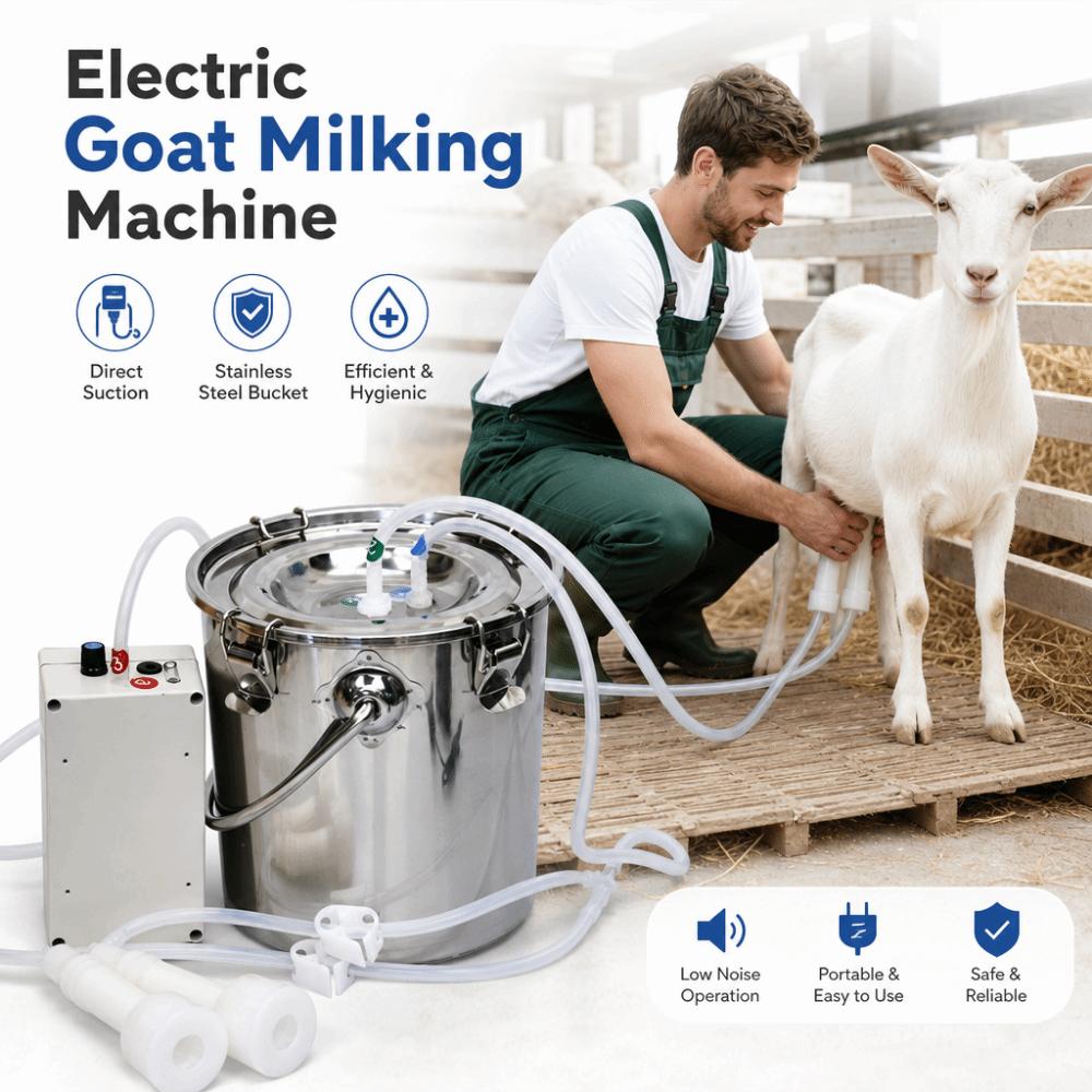 Elektrische Melkmachine Host Accessoire Vacuümpomp 5L 12V Elektrische Melkpomp Automatische Stalen Emmer Geit Koe Melker