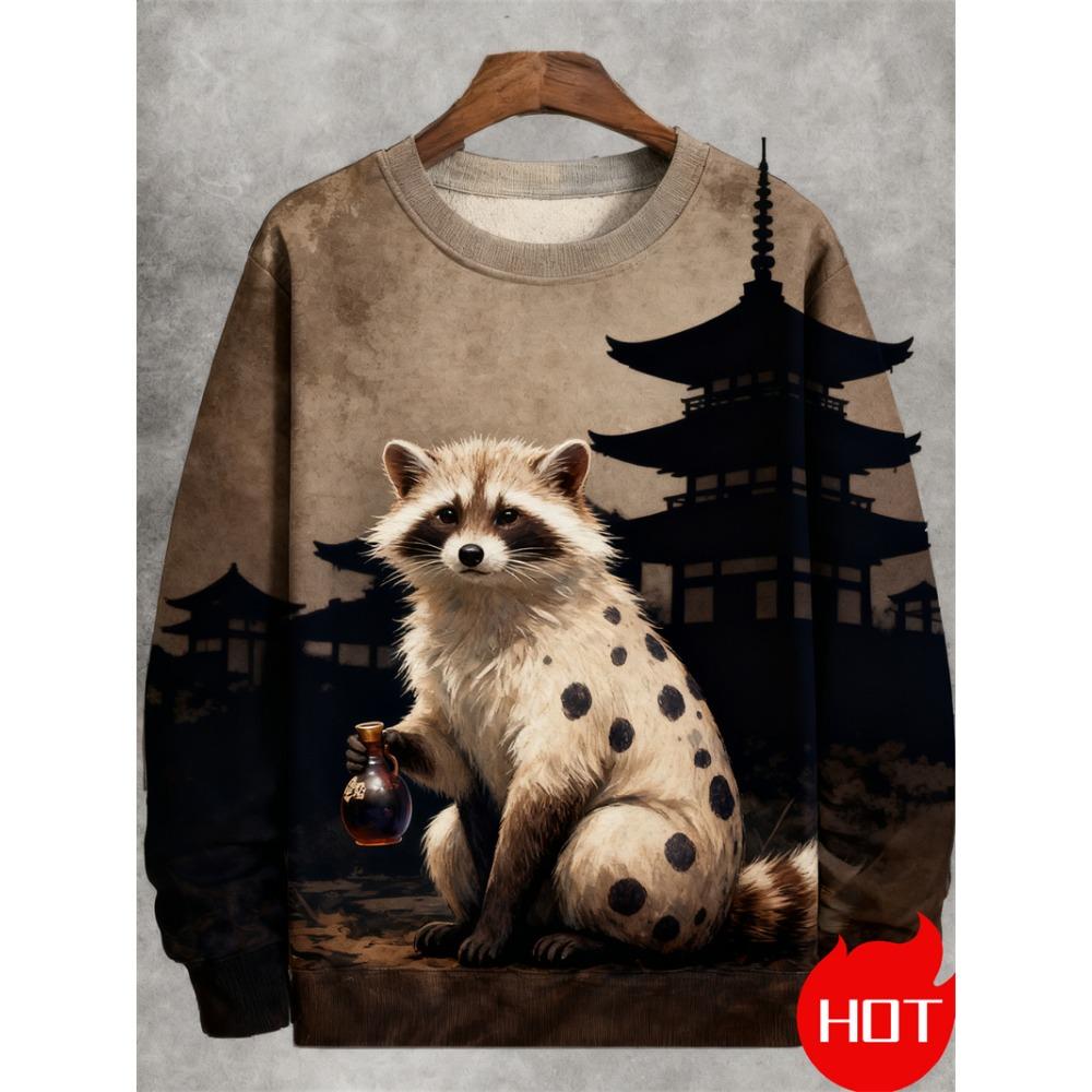 Spring Autumn Sweatshirt Pullover Women Casual Japanese Art Animal 3D Printed O Neck Long Sleeve Hoodies Unisex Pullovers