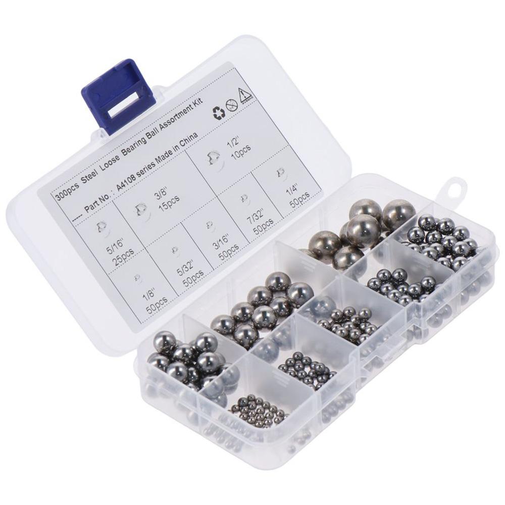 300pcs 5/16",3/8",1/2",1/8", 5/32",3/16" 7/32" Bearing Ball Assortment Kit  Auto Parts