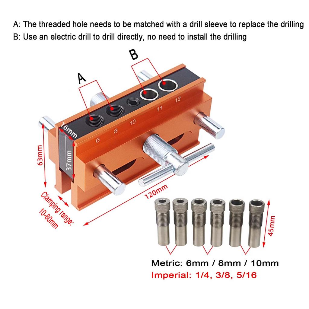 Woodworking Straight Hole Punching Locator, Metric Imperial Vertical Hole Self Centering Drilling Positioner