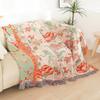 Floral Throw Blanket, For Sofa Bed, Bedspread, Slipcover, Multifunction, 4-Layer Gauze Cotton, High Quality, 200*230Cm