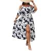Independent research and development design, spring and summer new printing vacation style dress, suspender split skirt