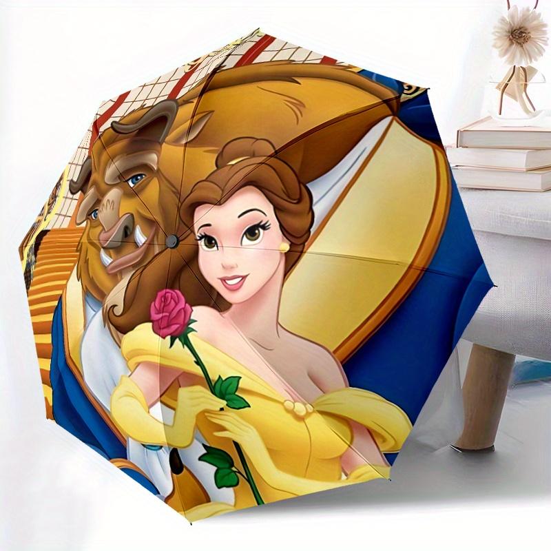 1pc Beauty and the Beast Fully Automatic Folding Portable Umbrella, 8 Steel Frames, Three-Fold Design, Suitable for All Seasons, Suitable Fo