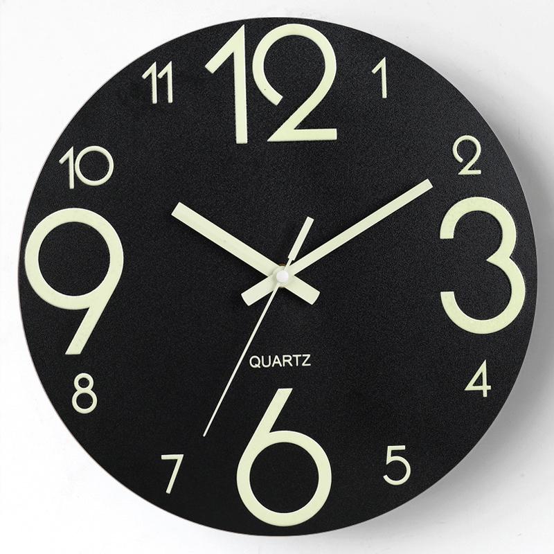1PC 12inch Luminous Wall Clock Frameless Digital Clock Wall Mute Clock for Living Room Bedroom Wall Decor With Night Light