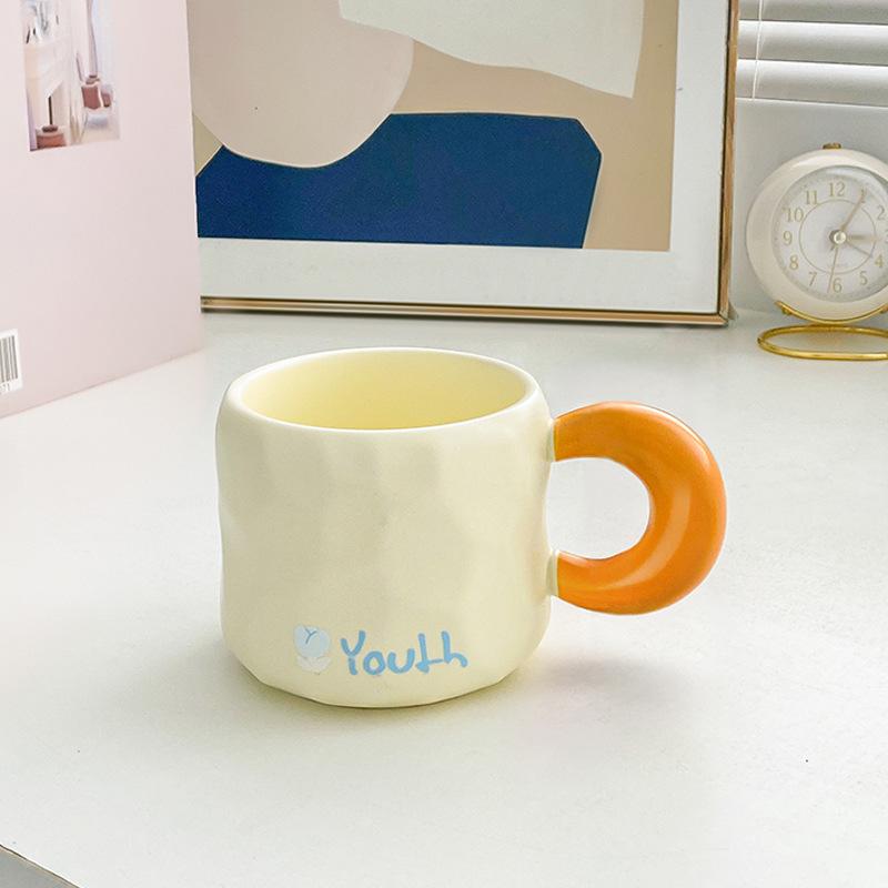 

Milk fufu flower drinking cup high value cute girl ceramic mug with lid spoon office coffee cup 401-500ml