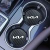 For Kia Morning Picanto XCeed Soul Cerato Venga Cadenza K9 Seltos Tellu Car Coaster Cup Holder Carbon Fiber Pattern Non-Slip Mat HW8