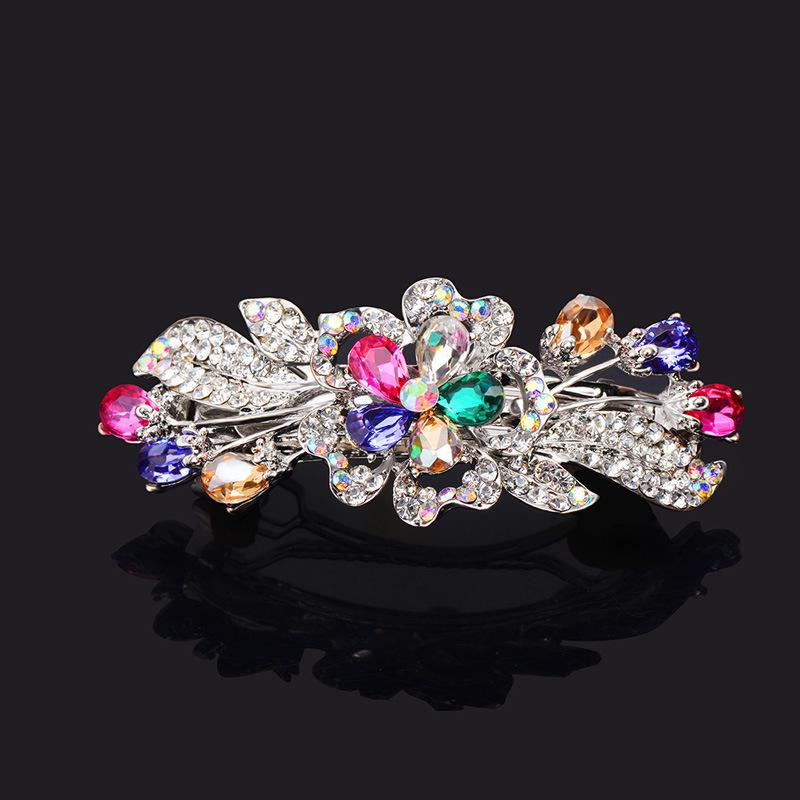 

Новая корейская версия заколки-автомата с кристальным цветком, сверкающий циркон, элегантные женские повседневные модные аксессуары для волос