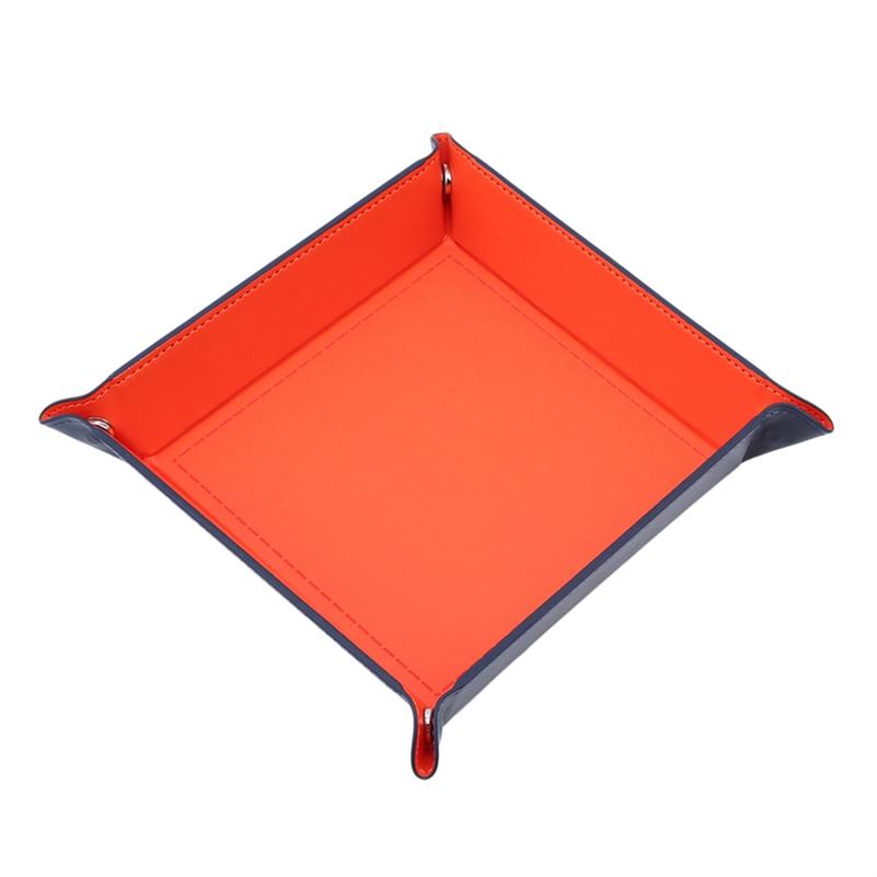 

PU Leather Dice Tray Foldable Rectangle Dice Rolling Tray with Soft Felt Base Quiet Dice Holder for DnD RPG Board Games One size