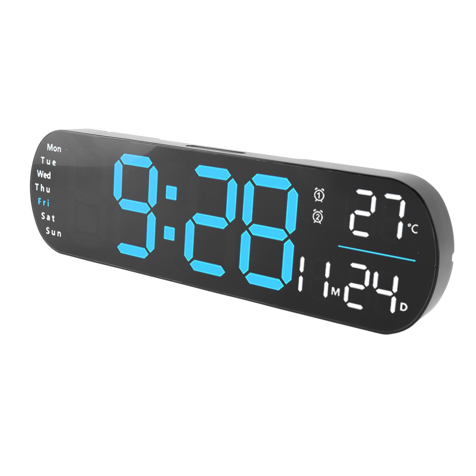 

Digital Wall Clock with Remote Control Big LED Screen Display 8 Color Lights Digital Alarm Clock for Living Room Bedroom