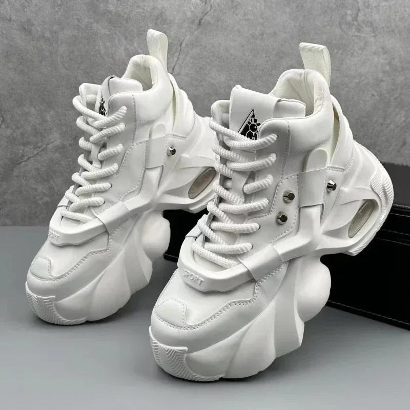 Men's Boots High Top  New Trend Wear resistant Synthetic Leather Boots Casual Lace Up Height Increasing Fashion Boots Comfortable Soft Sole Non slip D