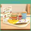 Wooden Play Kitchen Food Set With Realistic Hamburger And Fries For Kids Imaginative Play