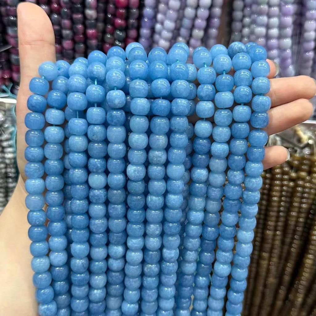 9x10 Natural Chalcedony Beads: Multicolor Morganite, Tourmaline, Amazonite Barrel Beads for DIY Jewelry