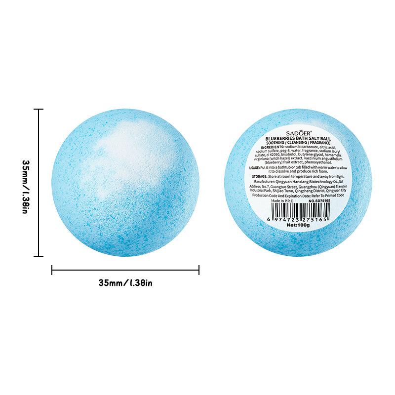 Blueberry Fragrance Bath Salt Ball - Blue and White (Sunken Ball) Naked, Clean Bath Salt Ball