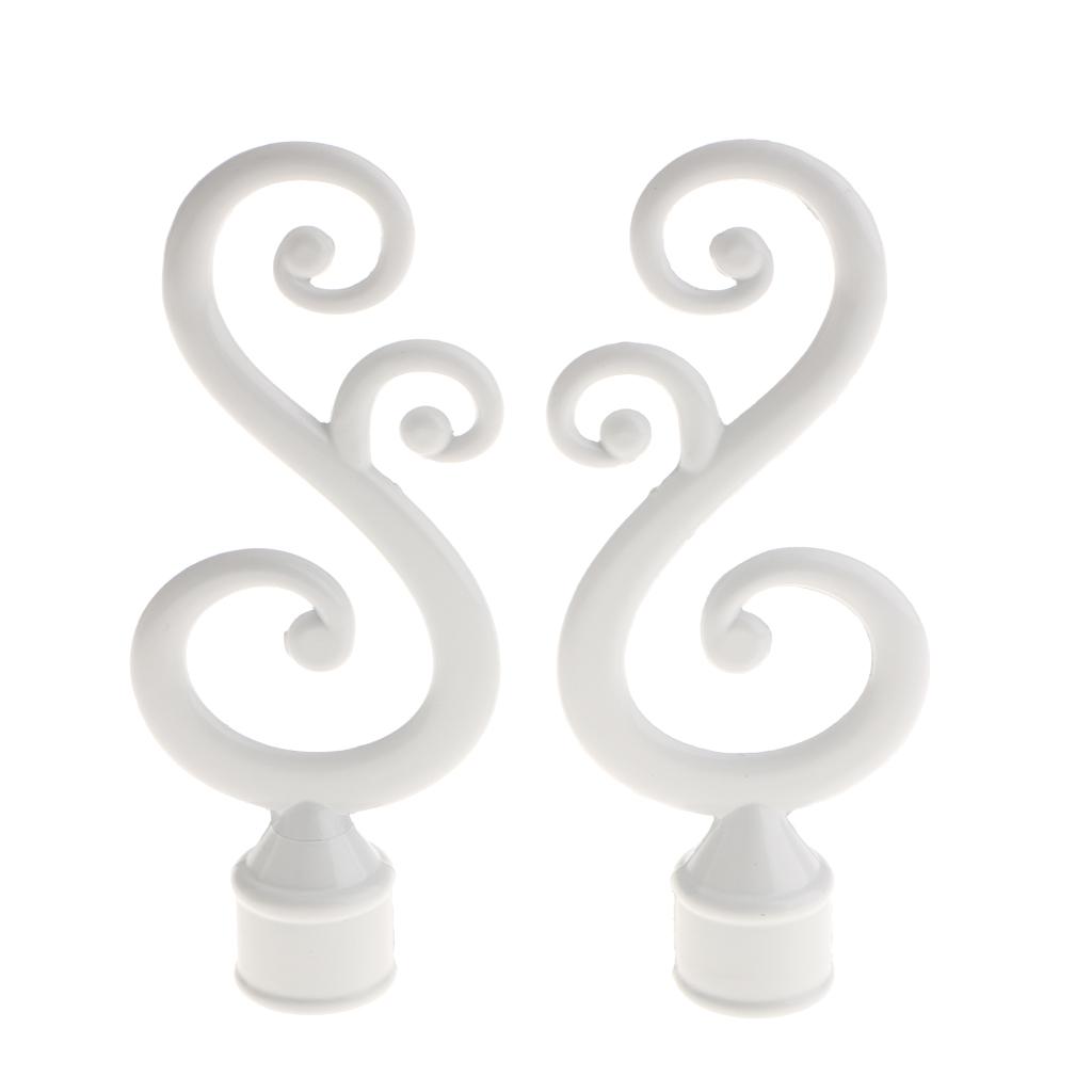 2pcs Curtain Pole Recess Bracket Curtain Rod Finials Window Treatment Hardware