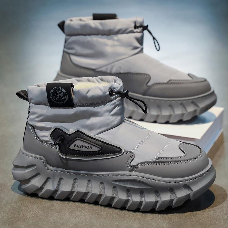 Men's Warm Winter Boots Waterproof Non-Slip Plush Lined Sneaker Shoes Winter Slippers Comfortable Male Boots