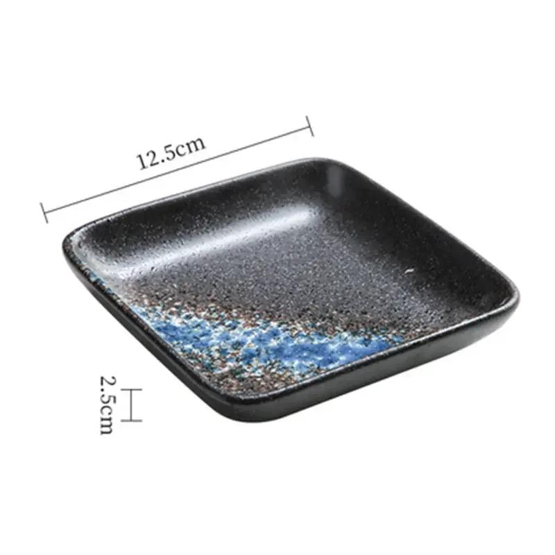 5 Zoll Keramik Quadratische Scheibe Japanischer Stil Küche Speiseteller Haushalt Obstschale Snack Dipsaucen Teller Sushi Besteck