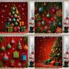 Merry Christmas Shower Curtain Christmas Gift Christmas Tree Bathroom Curtain with Hooks Christmas Printed Home Decor Curtain