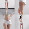 Micro Shorts Jeans Brancos de Cintura Baixa com Barra Desfiada para Mulheres, Estilo Verão, Design Europeu e Americano Colado ao Corpo Rasgado Desgastado