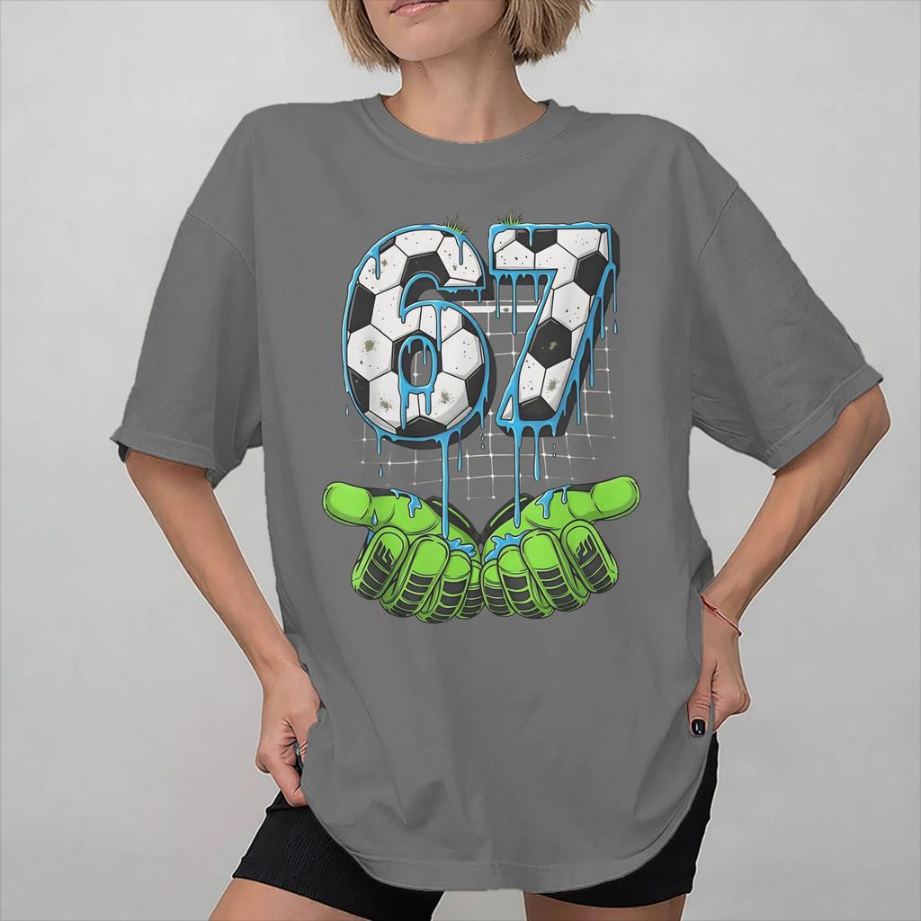 Soccer 67 Six Seven 6 7 Football Funny Meme Apparel Men Women Summer Fashion T Shirts Polyester Tee Graphic Printed T-shirt Clothes