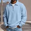 2026 autumn and winter new semi-zipper loose polo collar waffle long-sleeved casual top men's clothing
