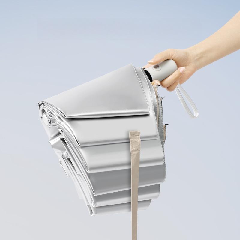 Premium Titanium Coated Manual Open Umbrella  UPF50+ Sun Rain Protection Double Layer Compact Folding Umbrella for Adults
