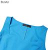 ZANZEA Women Casual Square Collar Summer Sleeveless Dress
