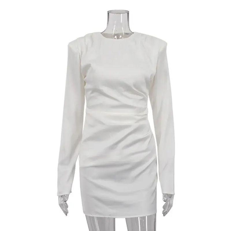 

European and American Slim fit White Dress Women Fashion Long sleeve High Waist Hip Skirt Women Sexy Party Dress White L