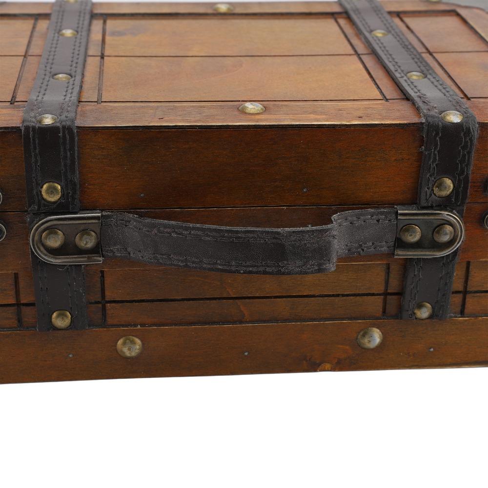 Klappdeckel Dekorative Aufbewahrungsbox Braun Handgefertigte Holz-Schatztruhe Holz Verschließbare Piraten-Schatztruhe Aufbewahrung für Erinnerungsstücke