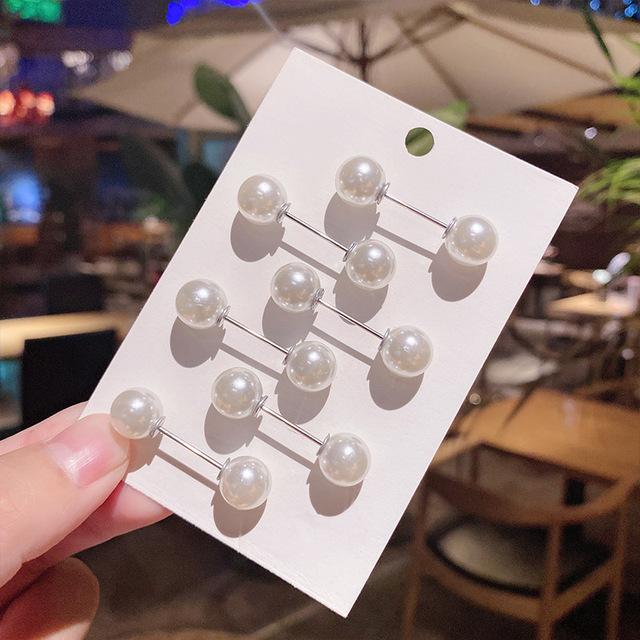 5 /10pcs /Pack Enamel Pins Pearl Neckline Brooches Small Collar Lapel Scarf Buckle Pin Fixed Clothes Invisible Brooch Jewelry Sets