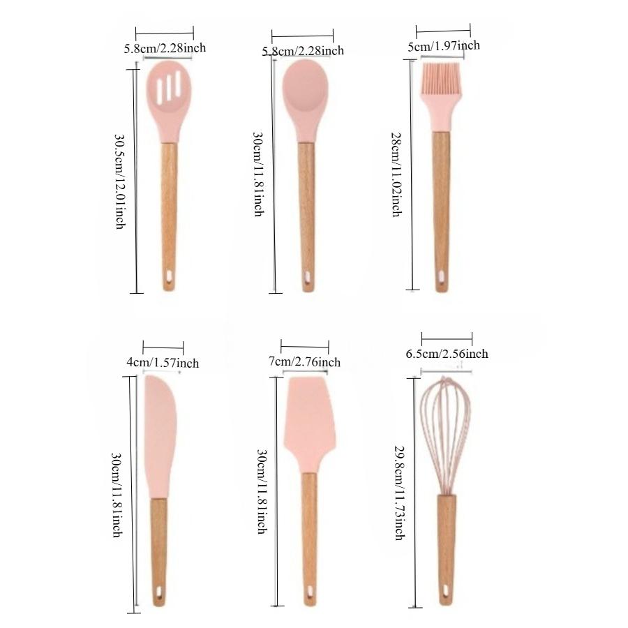 6pcs cream scraper set of six silicone kitchenware set of six non-stick spatula oil brush whisk baking set