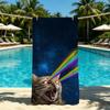 Laser Eyes Funny Cat Towel For Outdoor Camping Beach Towel Super Absorbent Quick-Drying Summer Towel