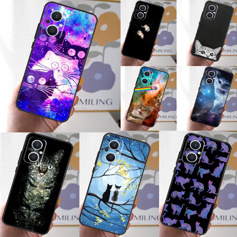 Space Happy Cats Case For OPPO Reno 13F 13 12 F 11 8T 7 8 10 Pro OPPO Find X8 X6 Pro X3 X5 Lite Cover Fundas