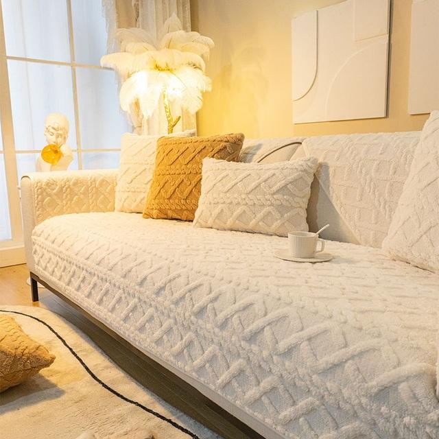 Fundas de sofá de franela cálidas para invierno, toalla de sofá dividida, fundas de sofá seccionales de felpa gruesas, Protector de asiento, alfombras para sala de estar