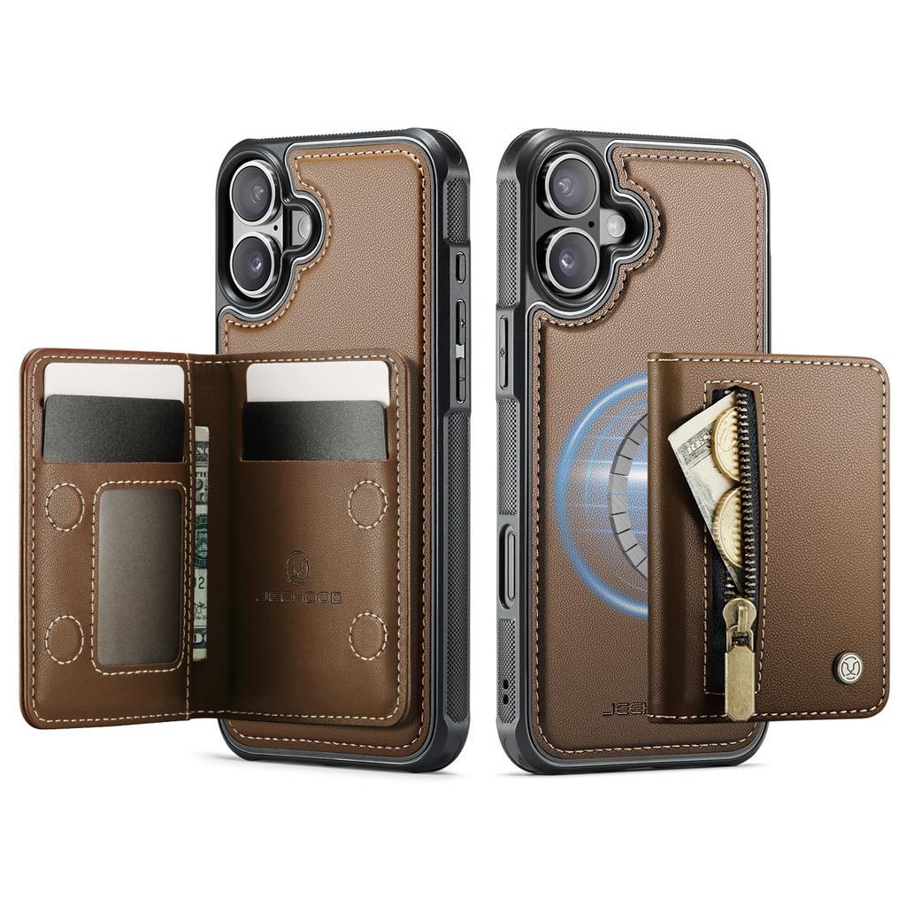 2 In 1 Detachable Magnetic Zipper Leather Cards Solt Wallet Case For iPhone 17 Pro Max 16 Plus 15 14 13 12 11 Phone Bag Cover