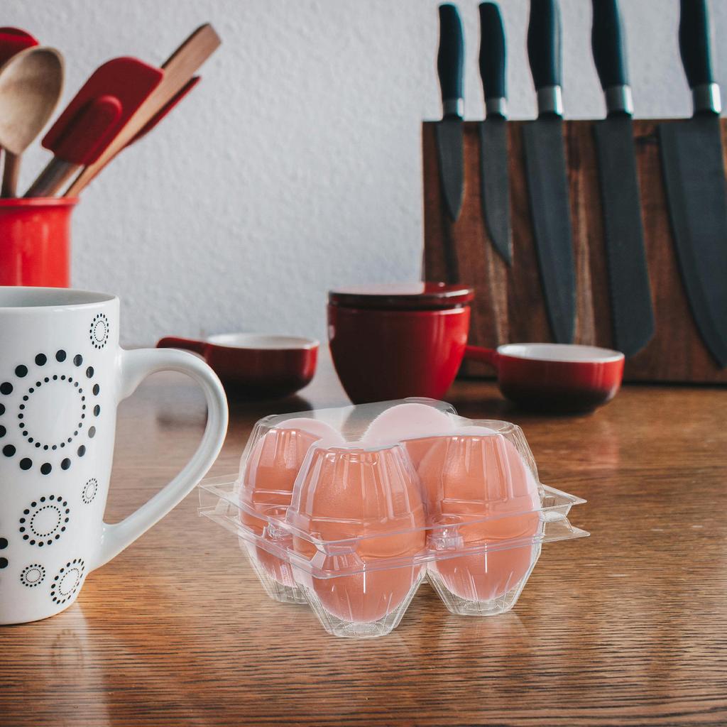 50Pcs 4 Grid Egg Carrier Transparent Space Saving Egg Container for Refrigerator Freezer Cabinet Organizer Storage Box