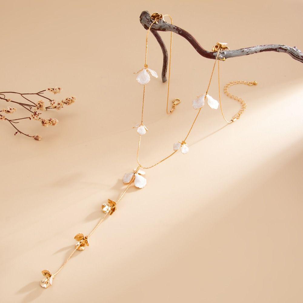 Irregular Design Tassel Necklace Hammered Texture Y-shaped Necklace Long Necklace  Vacation Style