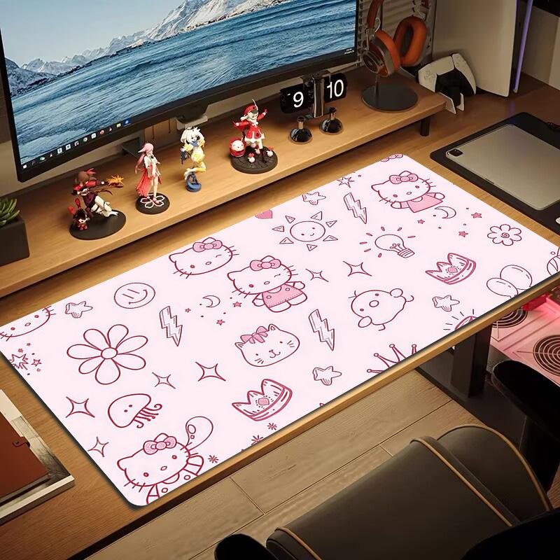 Hello Kitty Print Cushion Non-slip Laptop Tablet Big Mousepad XXL Mat Mini PC Playmat With Lock edge