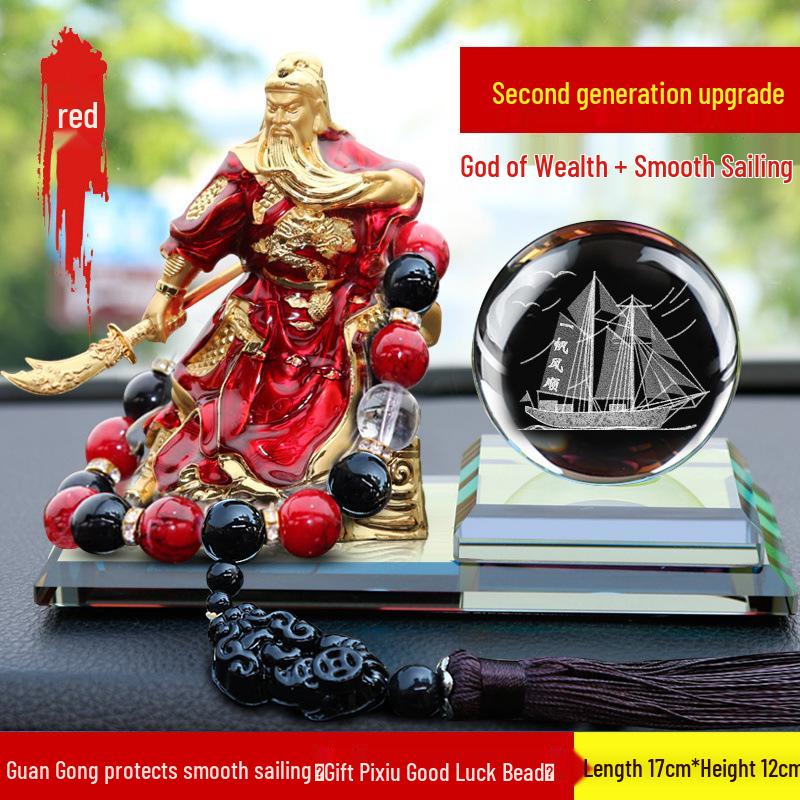 Ozdoba Buddy do wnętrza samochodu - Guan Gong Bóg Bogactwa dla Pokoju i Ochrony