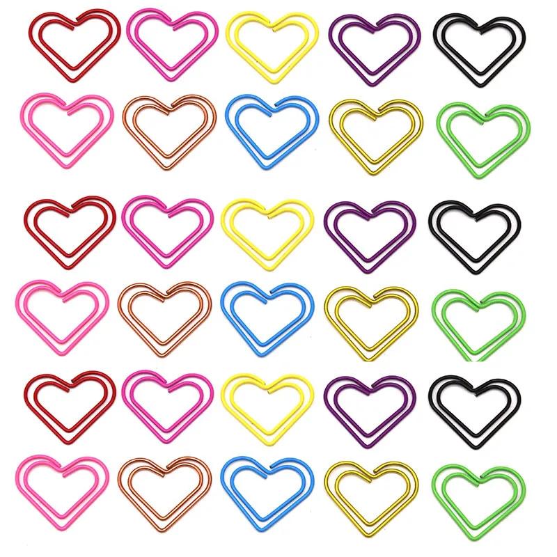 20pcs/set Jelly Color Heart Shape Paper Clips Creative Design Casual Non-sticky Memo Pad Clips Simplicity Bookmark for Book