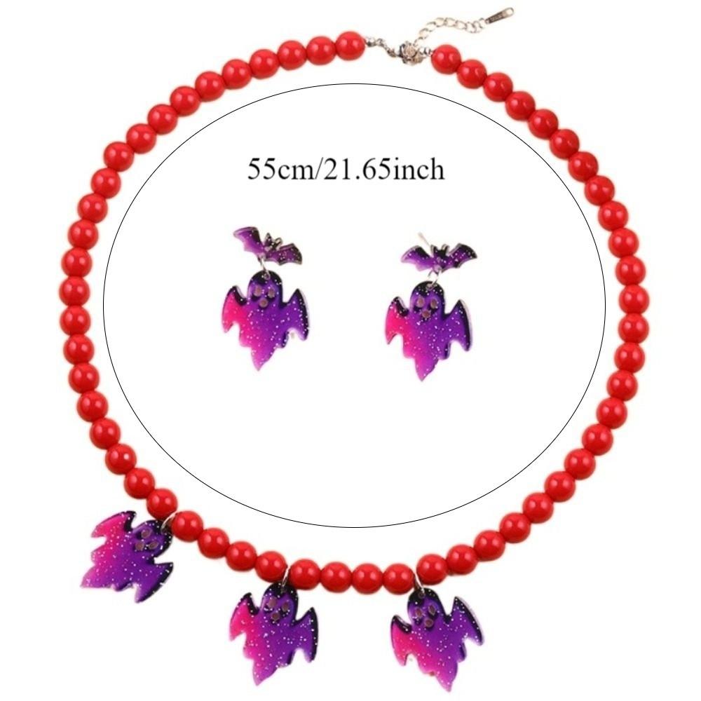 Acrylic Halloween Jewelry Sets Adjustable Choker Necklace Earring Set Beach Vacation Accessories