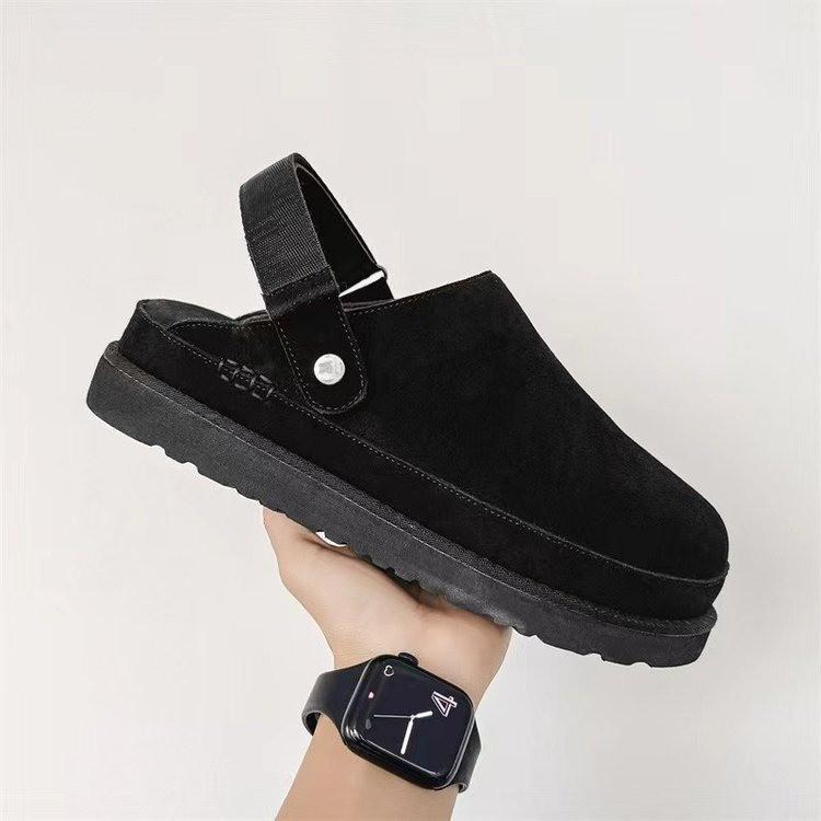 

Women’s Platform Fleece Slippers, Closed Toe Backless Mule Clogs, Warm Lined Slip-On Shoes with Back Strap for Indoor Outdoor 36 чёрный