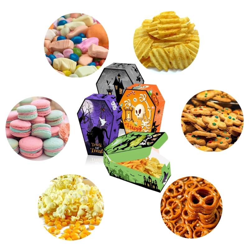 12Pcs Halloween Themed Candy Packaging Boxes 250GSM Cardstock Party Treat Box Easy Assembly for Halloween Supplies